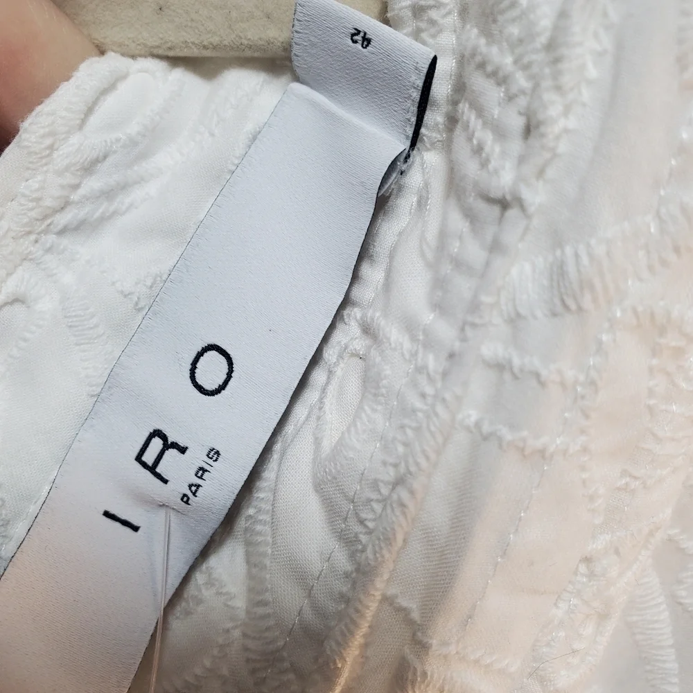 NWT IRO White Eyelet Ruffle Sleeve Dress - Size 42 / 10 - Picture 11 of 12